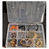 Plastic Organizer With Assorted Jewelry Items