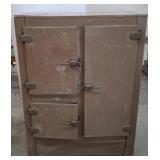 Metal Icebox with Hinged Doors and Inner Shelves