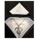 Silver Heart Pendant Necklace with CZ Accents