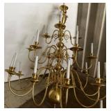 Brass Twelve-Arm Multi-Light Chandelier