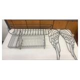 Metal Dish Rack and Wall-Mounted Angel Wings