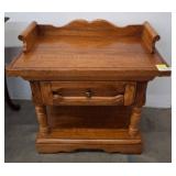 Wood Side Table with Drawer and Scalloped Top