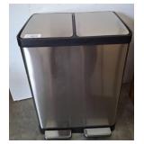 Stainless Steel Dual-Compartment Trash Bin