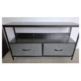 Metal and Wood Storage Shelf With Fabric Drawers