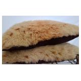 Faux Fur And Brown Fabric Accent Pillows