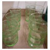 Green Glass Tumblers With Ribbed Design