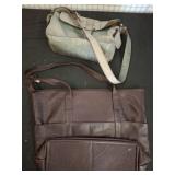 Two Leather Shoulder Bags, Brown and Gray