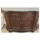 Curved Wooden Sideboard With Marble Top