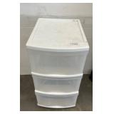 Plastic Three-Drawer Storage Unit on Casters