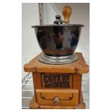 Wood and Metal Hand-Crank Coffee Grinder