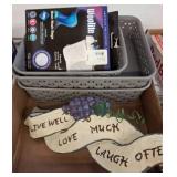 Decorative Plaque, Storage Bins, and Woolite Bags
