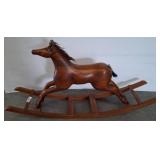 Wooden Rocking Horse Sculpture, 48"