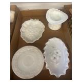 Milk Glass Dishes and Yellow Plastic Cookie Cutter