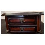 Wooden Two-Drawer Tabletop Chest with Metal Handle