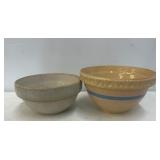 Two Stoneware Mixing Bowls with Decorative Details