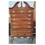 Mahogany Highboy Chest with Brass Hardware