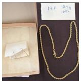 14K Gold Rope Chain and Pair of Hoop Earrings