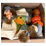 Boxed Lot of Fall-Themed Decor and Framed Print