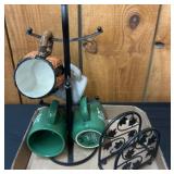 Metal Mug Tree with Ceramic Mugs and Napkin Holder
