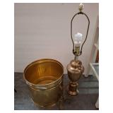 Brass Lamp with 27-Inch Base and Planter