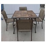 Metal Patio Table with Tile Top and Chairs