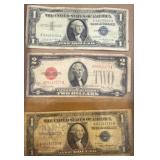 Three U.S. Banknotes, 1928-1957 Series