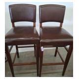 Brown Leather Bar Stools, 30in Height