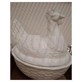 Italian Ceramic Hen Serving Tureen with Ladle