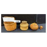 Four Miniature Woven Baskets