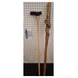 Two Walking Sticks, Wood and Composite Handles