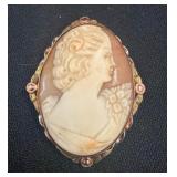 10K Gold Shell Cameo Pendant/Brooch
