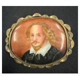 Gold-Tone Hand-Painted Portrait Brooch