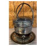 Silver-Plated Ice Bucket with Decorative Tray
