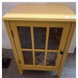 Yellow Painted Wood Cabinet with Glass Door