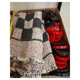 Woven checkers blanket and checkers pieces