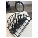 Black Metal Wire Bottle Holder With Handle
