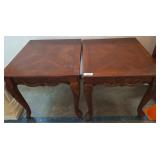 Wooden End Tables with Carved Details