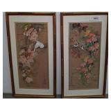Framed Floral and Bird Paintings, Signed