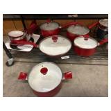 Red Nonstick Cookware Set with Lids