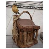 Rustic Wood Birdhouse With Decorative Bird