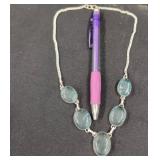 Sterling Silver Necklace With Blue Glass Stones
