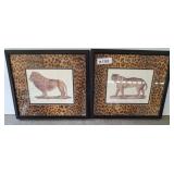 Framed Leopard-Print Lion and Tiger Prints