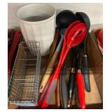 Ceramic Utensil Holder with Assorted Kitchen Tools