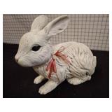 Hollow White Rabbit Figurine with Red Ribbon