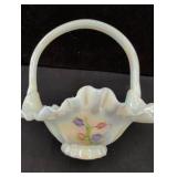 Hand-Painted Iridescent Glass Basket