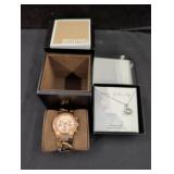 Michael Kors Watch and Silver Necklace Duo