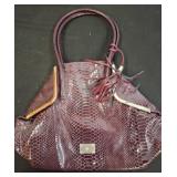 INC Faux Snakeskin Maroon Tote Bag
