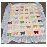 Handmade Quilt with Butterfly Applique Design