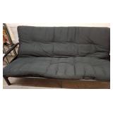 Black Metal Frame Futon with Cushioned Mattress