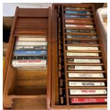 Wooden Cassette Tape Holder With Assorted Tapes